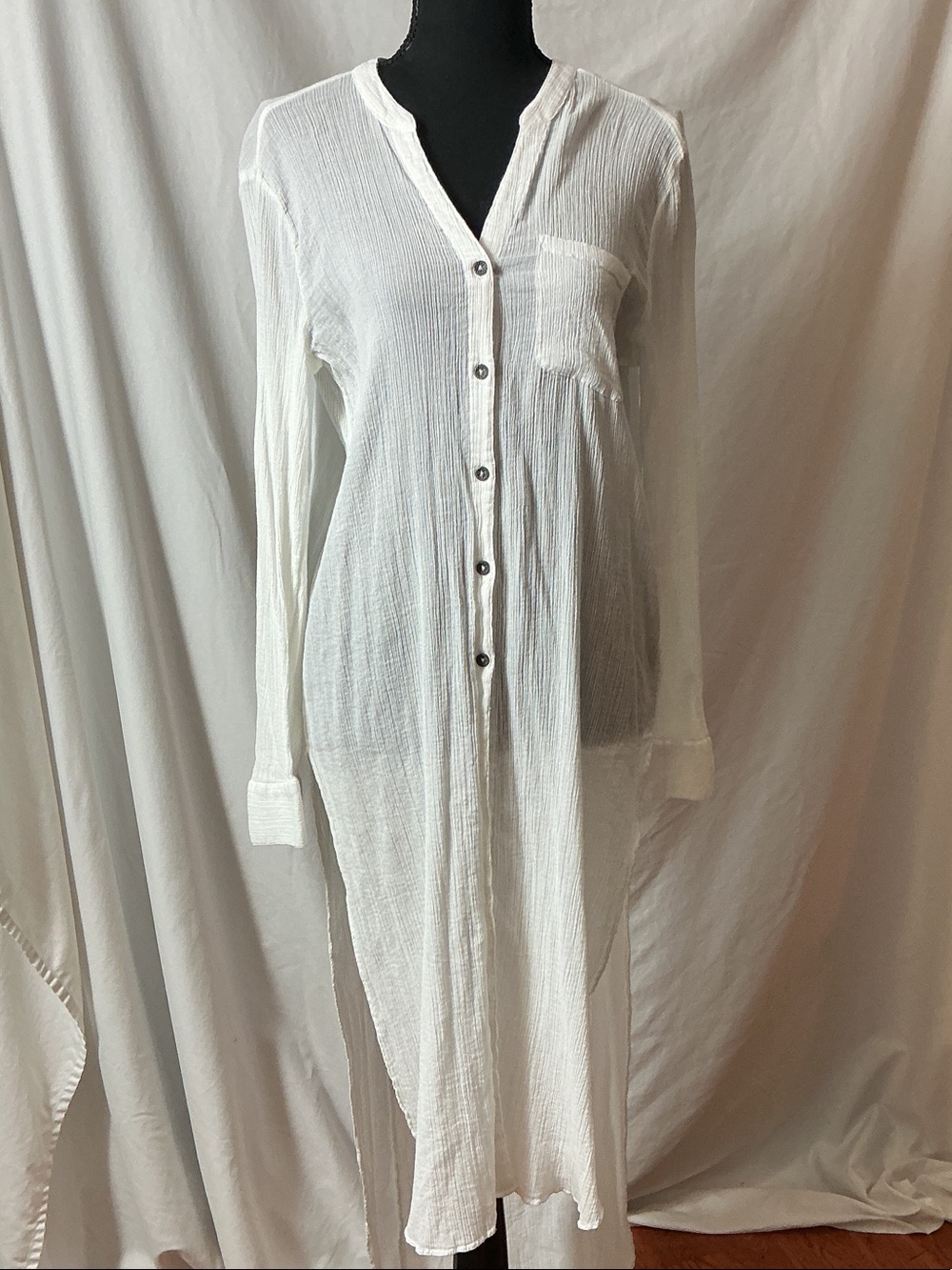 HOLDING HORSES White Gauze Button-Front Dress